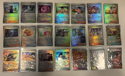 Pokemon Prismatic Evolutions all 33 Pokeball Trainer Cards + 6 Ace Spec Complete