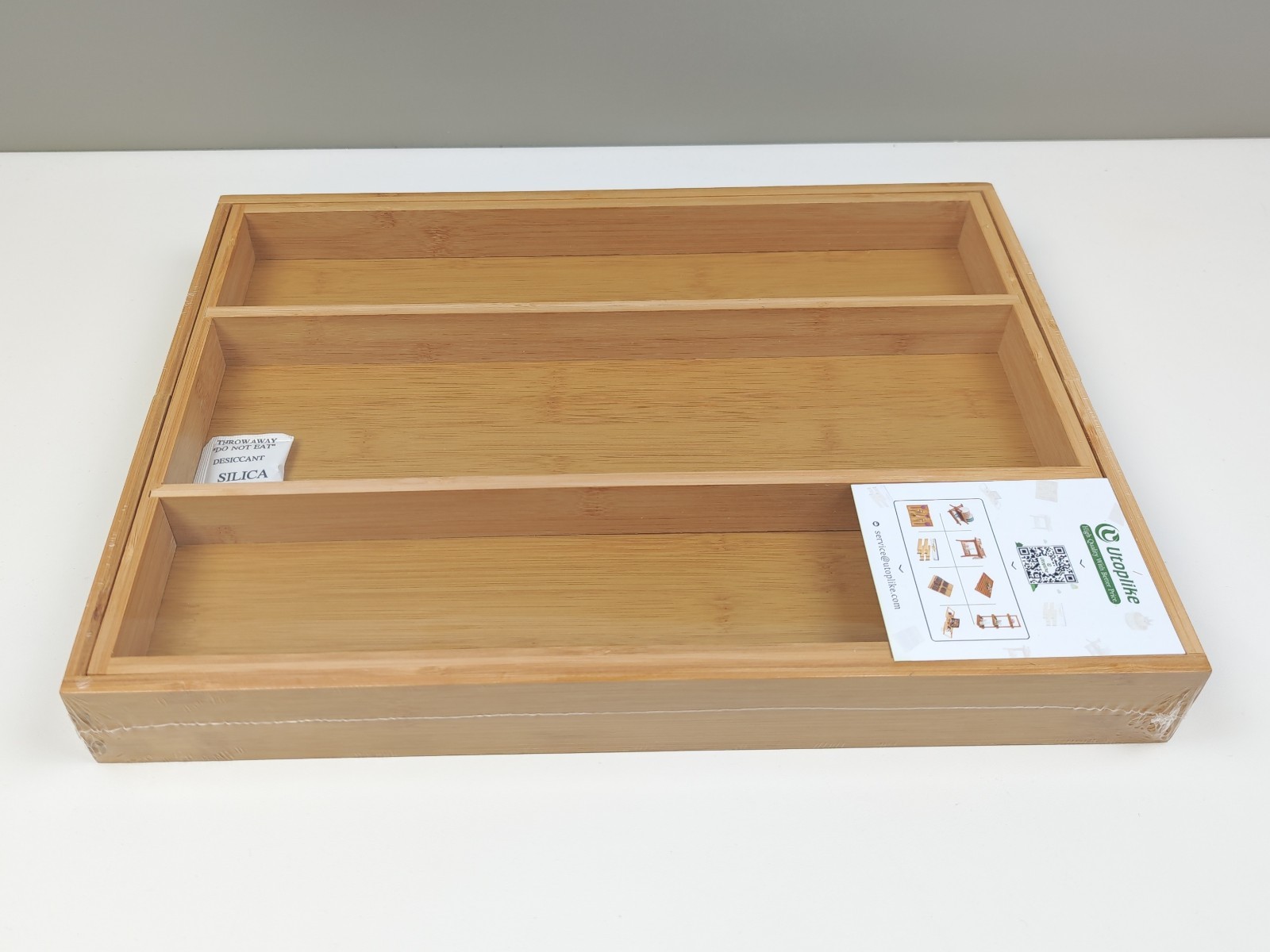Utoplike Expandable Bamboo Drawer Organisers, Wooden Utensils Holder - (READ)