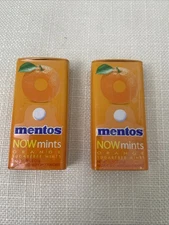 2 Tins Mentos NOW Mints Orange Flavor Sugarfree Mints Expired 2018 - Sealed New