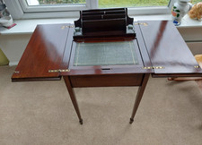 Metamorphic antique Edwardian fold out writing desk, work table, pop up storage