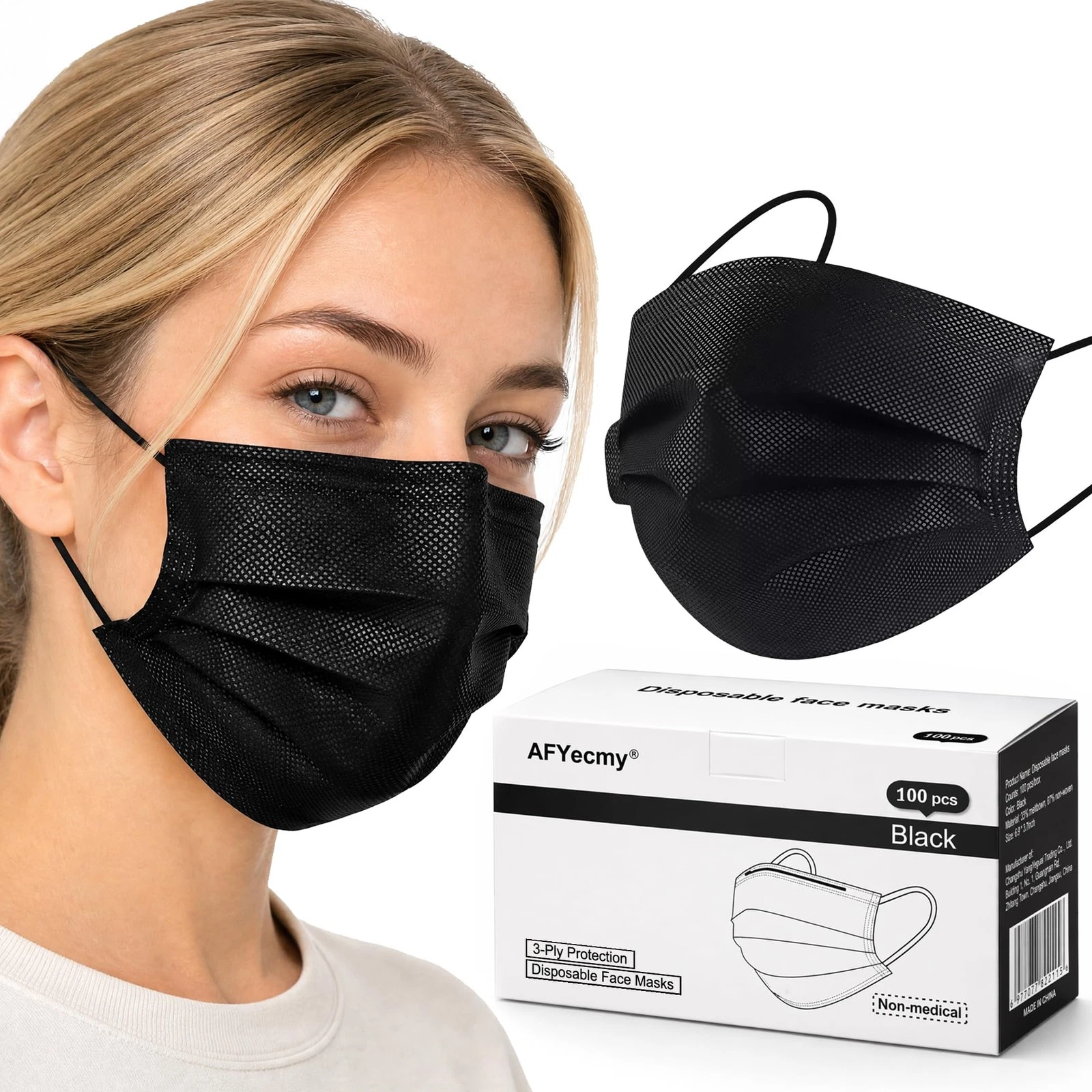 Disposable Face Masks 100 Pack, 3-Ply Breathable Masks with Soft Comfortable ...