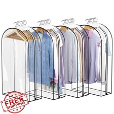 Liuoud Garment Bags, Clear, 10" Gusseted, 40" Long, 4 Pack