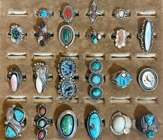 VINTAGE Native American WHOLESALE LOT 22 Sterling Silver RINGS Many TURQUOISE!