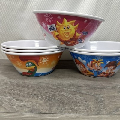 2014 Olympic Collector Cereal Kellogg Bowls 6 Rice Krispies Raisin Bran Corn Fla