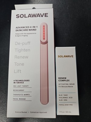 SOLAWAVE 4 in 1 Red Led light wand button operated Rosegold + SERUM (brand new)
