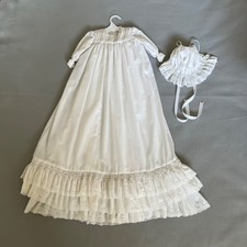 Christening gown vintage baby hand-smocked white batiste French lace 3-6 mos