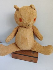 Vintage Midcentury Teddy Bear - Orange Plastic Eyes - Well-loved Condition