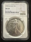 United States Mint American Eagle 1994 1 oz Silver NGC MS 69 Coin 0.999