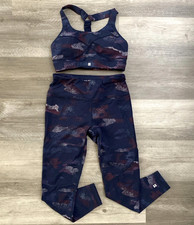 SET - SWEATY BETTY The Power 24  Leggings  Sports Bra Blue Geo Print Small 6