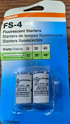 Sylvania Osram Fluorescent Starter FS-4, FS4BL2Pk, 13W, 30W, 40W, X26331, Pair