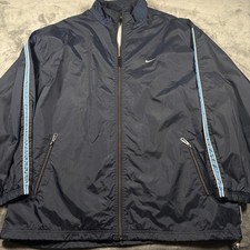 Vintage Nike Windbreaker Jacket Mens 2XL Navy Blue Stripe Mesh Lined Full Zip