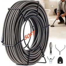 Drain Cleaning Cable 100 Feet x 1/2 Inch Soli...