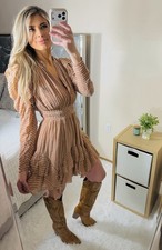 Ulla Johnson Striped Ruffle Dress In Peach Size XS