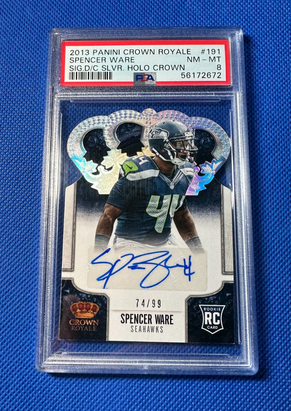 1/1 AUTO Spencer Ware Crown Royale Silver Holo 2013 RC PSA (8) ( ONLY 1 EXISTS