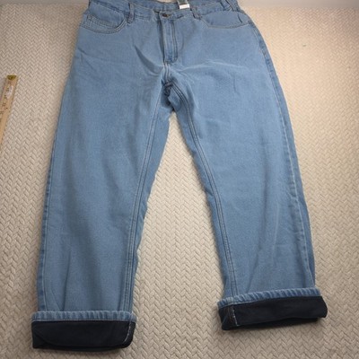 Berne Mens Fleece Lined Relaxed Fit Jeans Light Wash Blue 38x34 P7214SWM NWT