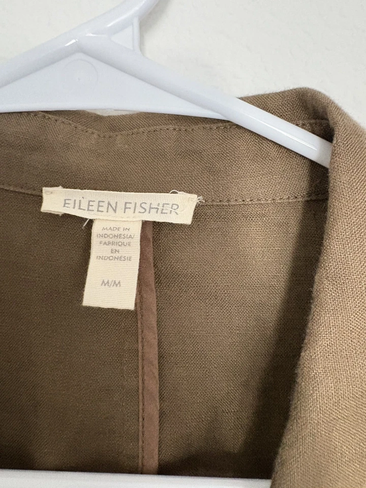 Eileen Fisher Pine Needle Organic Linen Shaped Blazer Jacket Size M - Image 3 of 4
