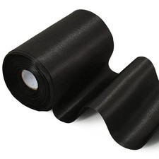 4 Inch Wide Black Solid Satin Ribbon 22yd Fabric Large Ribbon for Cutting Cer