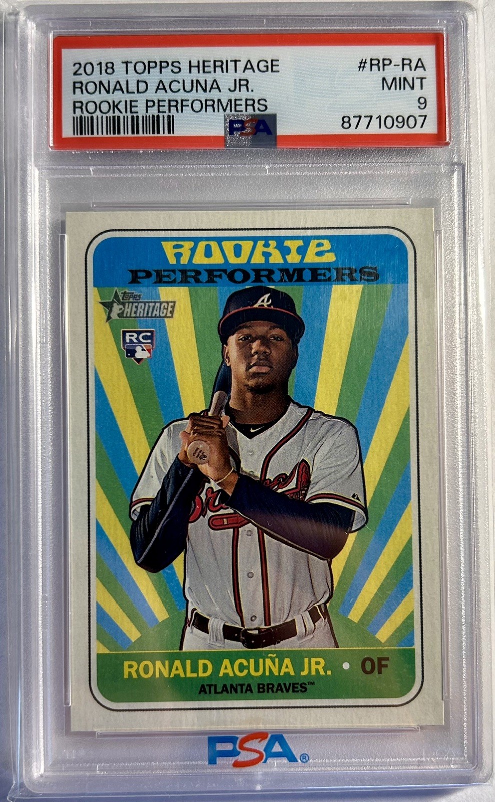 2018 Topps Heritage RONALD ACUNA JR RC Rookie Performers PSA 9 MINT