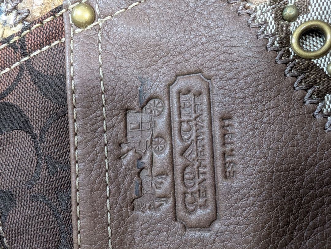 Coach Patchwork Leopard Print Leather Canvas Shou… - image 10