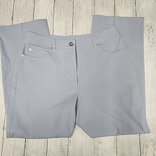 St John Sport Blue Flat Front Classic Cotton Straight Leg Casual Pants Sz 10