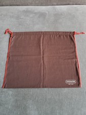 NEW COACH Brown Dust Bag 16x13.5  Red Stitching Drawstring Cotton Logo
