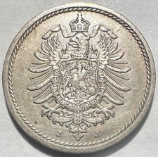 1875-J Germany Empire 5 Pfennig, AU Cleaned