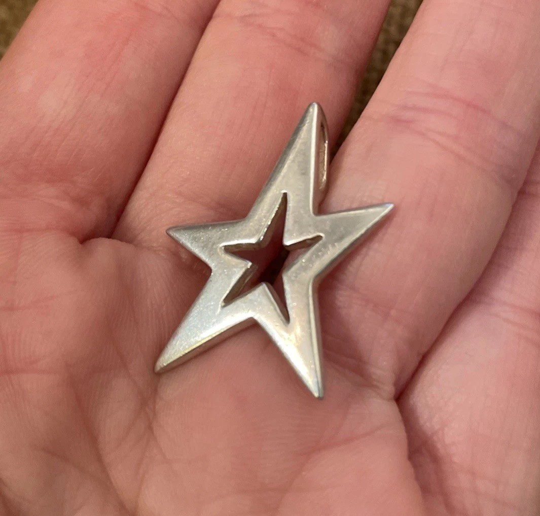 Thick Solid Sterling Silver Star Necklace Pendant… - image 6