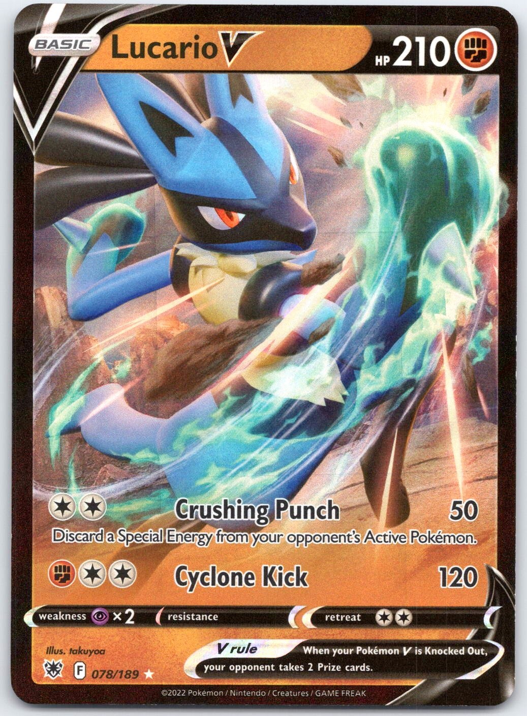 Lucario V Holo Ultra Rare SWSH10: Astral Radiance 078/189 MP