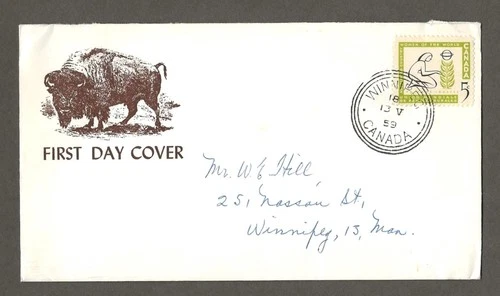 Canada first day cover, Cachet,  Lecner Buffalo Cachet, 1959 Women [725