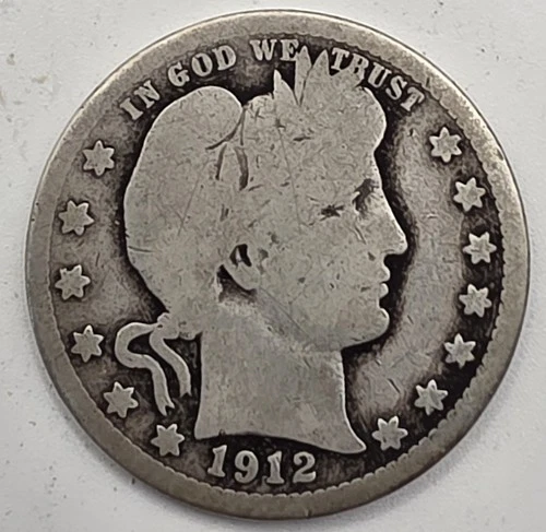 《Silver》1912-S USA BARBER QUARTER -- .1808 OZ of SILVER!!!