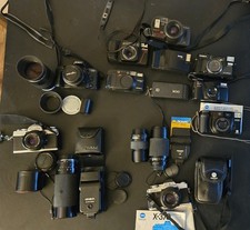 FOR PARTS Vintage Film Camera Lot of 11 cameras and 7 lenses Minolta, Olympus