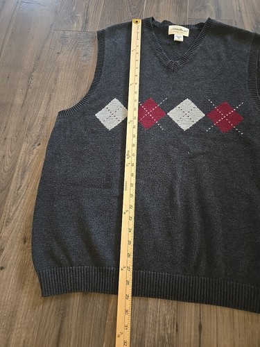 EDDIE BAUER Sweater Vest Mens XL Argyle Pullover V-Neck Gray Vintage Preppy - Picture 3 of 7