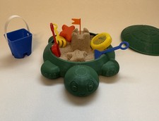 3-D Turtle Sandbox with play sand, shovel, rake, sifter, bucket, etc...