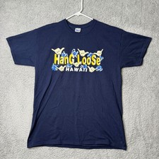 Hawaii T Shirt Mens Large Blue Graphic T Hang Loose Short Sleeve