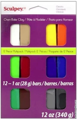 Sculpey III Polyform Oven Bake Clay- CLASSICS -Multipack 12 x 28g