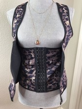 Leopard Animal Print Women’s Double Support Corset Fabric Latex Stretch Size M