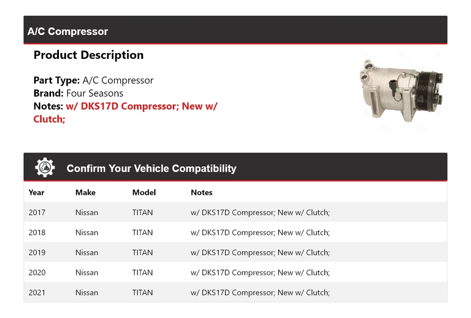 Compressor A/C Nissan TITAN 2017-2021 4 estações 2018 2019 2020 - Imagem 2 de 4