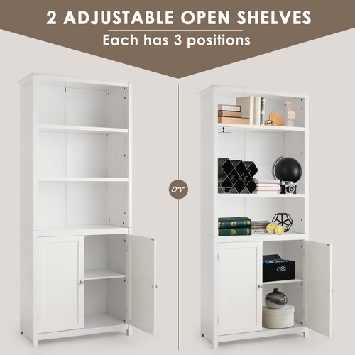 Giantex Display Shelf Bookshelf Stand Tall Bookcase Wooden Storage Cabinet 182cm - Picture 6 of 12