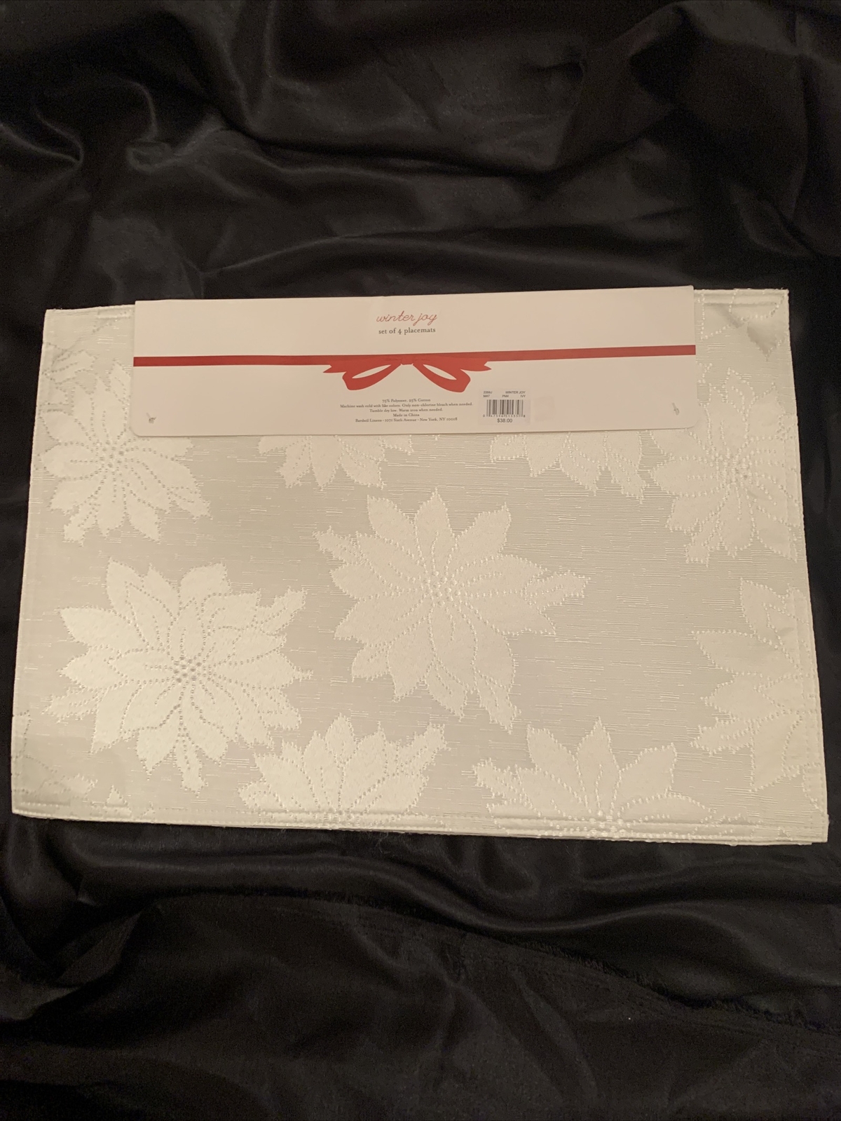 4 BARDWIL LINENS WINTER JOY IVORY POINSETTIA DESIGN PLACEMAT SET (4) NEW eBay