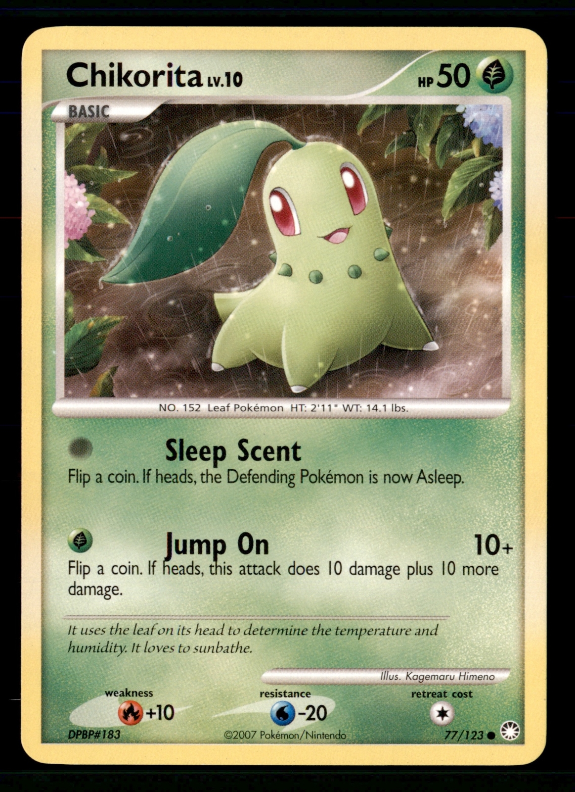 Pokemon Card Chikorita Mysterious Treasures 77/123 EXCELLENT Non-Holo Common TCG