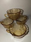 Federal Glass Madrid Amber Yellow Depression Coffee/Tea Cups Set of 4