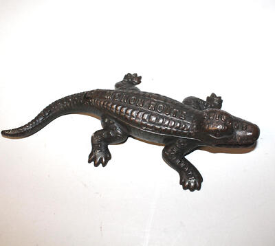 Antique Cast Iron Match Safe   Monon Railroad Route Advertising
