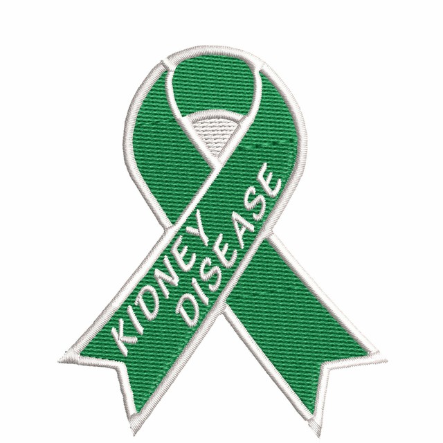 Kidney Disease Green Awareness Ribbon 3.5" Iron / SewOn Decorative