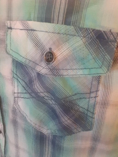 Urban Pipeline 衬衫男式大号短袖纽扣蓝色格子休闲衬衫 — 第 2/4 张图片