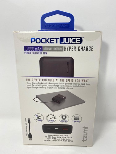 Pocket Juice 10K mAh Hyper Charge Portable Power Bank - Picture 2 of 5