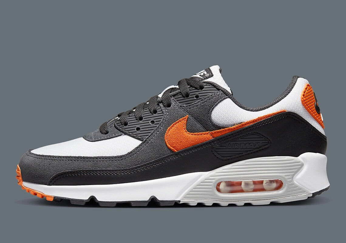 Nike Air Max 90 Shoes White Black Starfish Orange DM0029-101 Nike Air Max 90 Shoes White Black Starfish Orange DM0029-101
