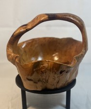 Burl Wood Vintage Hand Carved Basket Primitive Collectible