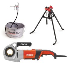 Ridgid 44918 600-I Power Drive Kit w/ 16703 TRISTAND Vise & 10883 Oiler
