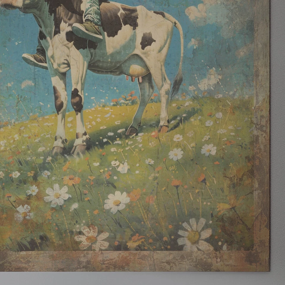 Винтажное настенное искусство, научно-фантастический ботанический декор для нанесения увечий коровам НЛО похищение инопланетянами - Изображение 3 из 4