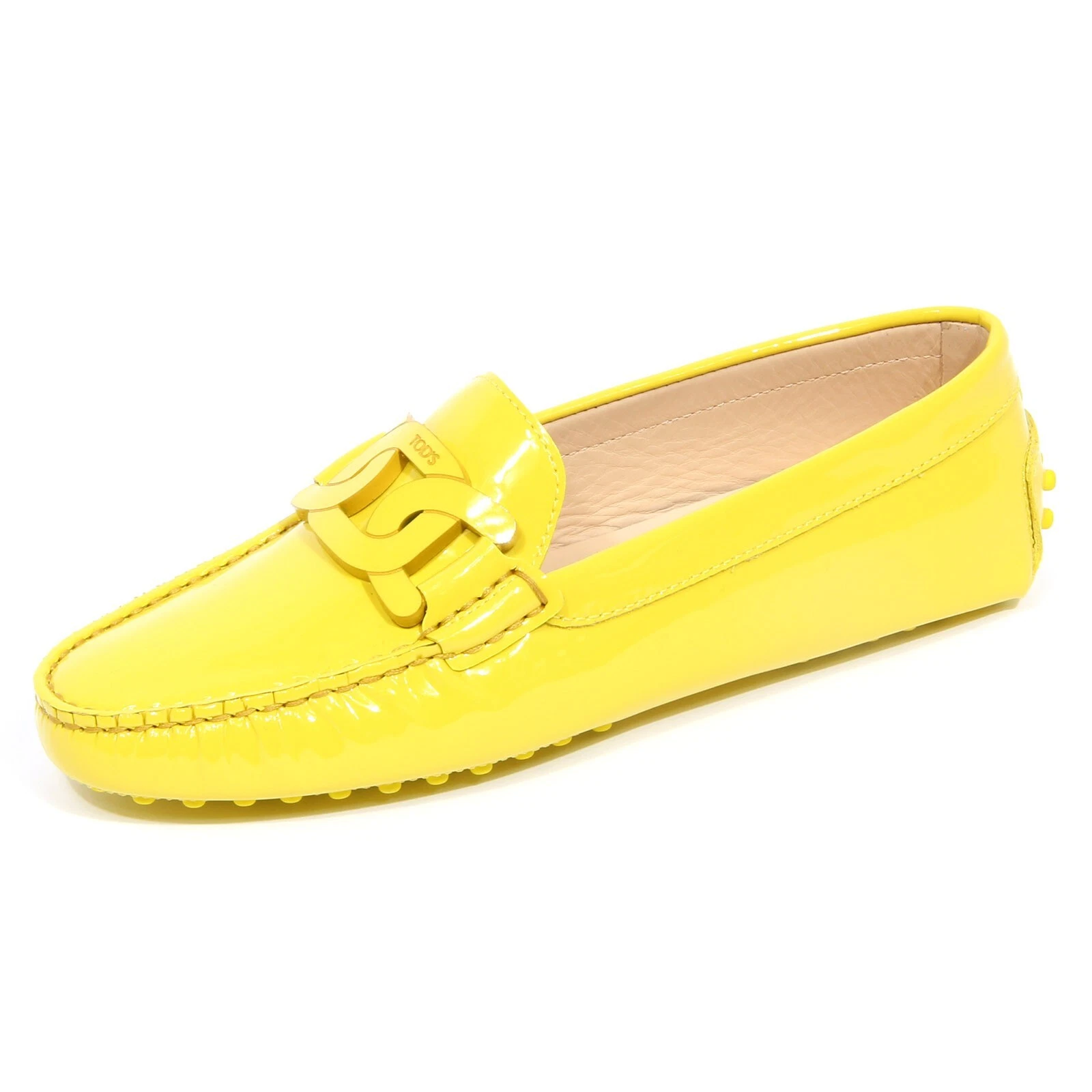 TOD’S G5186 mocassino donna TOD'S lime yellow patent leather loafer woman